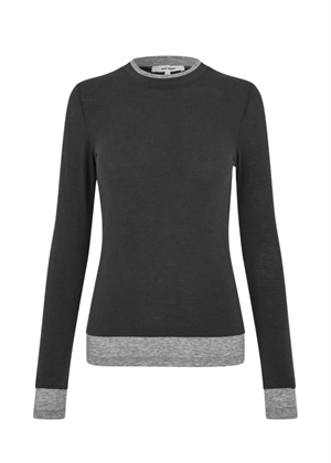 Bibi bluse Dark Brown/Grey Mel. Oval Square 